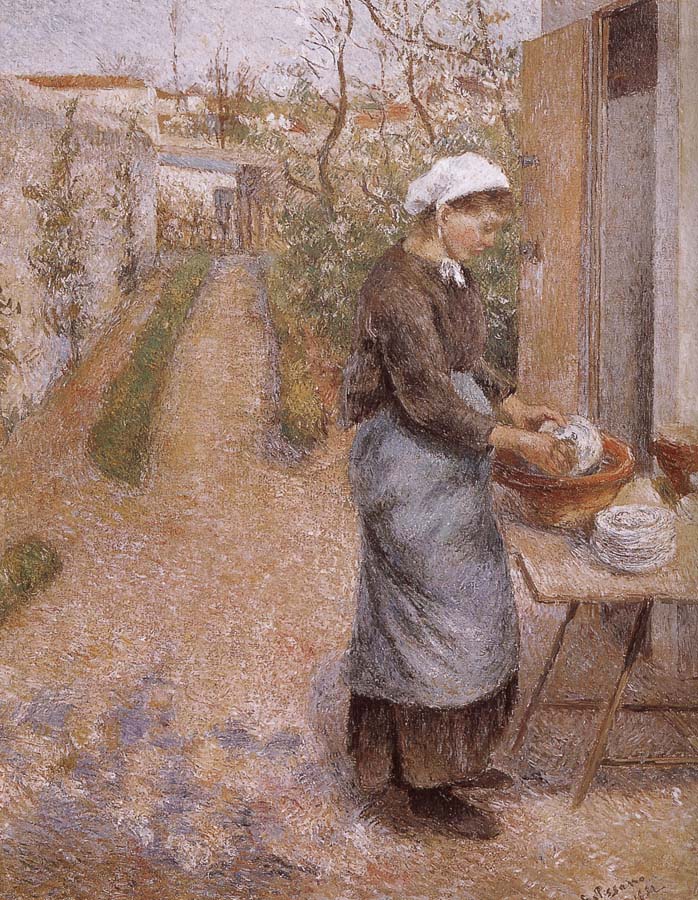 Camille Pissarro woman washing dishes